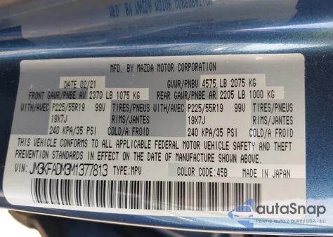 2021 Mazda Cx-5 Grand Touring from USA, damaged, VIN JM3KFADM3M1377813